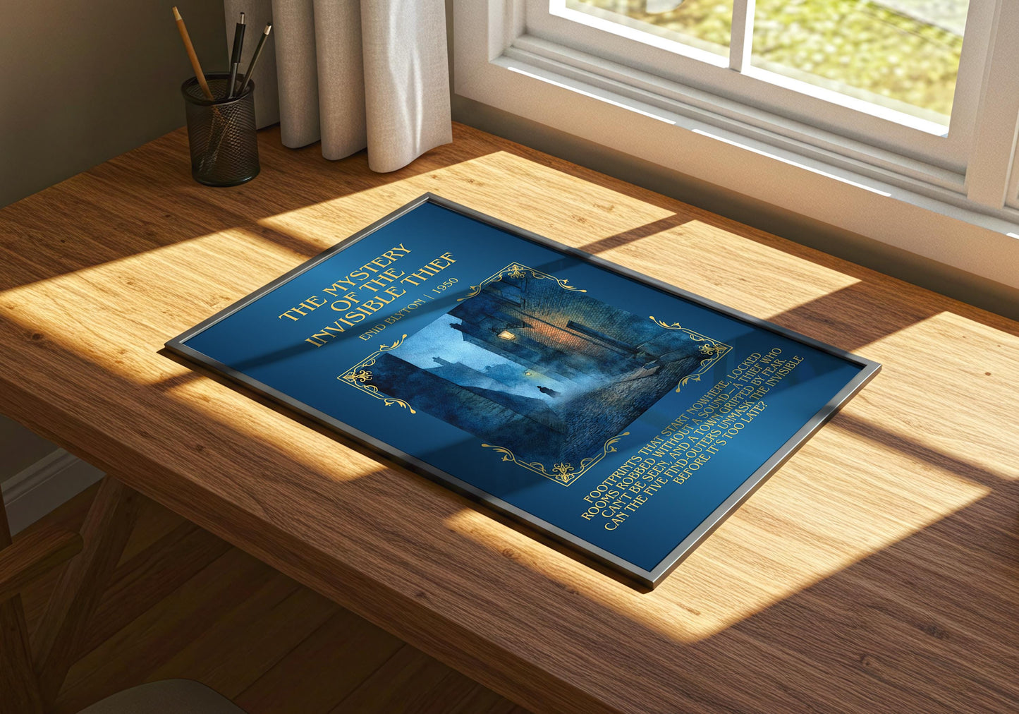 The Mystery Of The Invisible Thief by Enid Blyton Descriptive, High Quality Poster Print.Free Delivery Wall Art.Author&Blurb Book Nook Gift