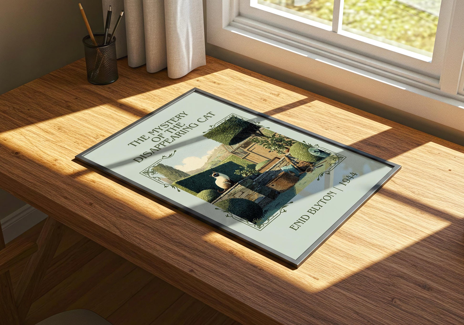 The Mystery Of The Disappearing Cat by Enid Blyton High Quality Poster Print.Free Delivery Wall Art.Author Book Nook Gift Minimalist