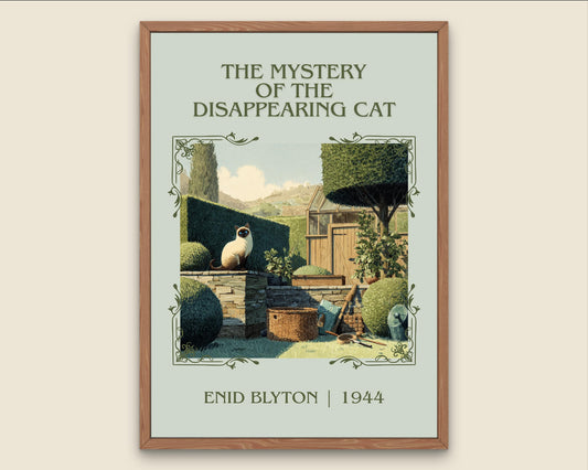 The Mystery Of The Disappearing Cat by Enid Blyton High Quality Poster Print.Free Delivery Wall Art.Author Book Nook Gift Minimalist