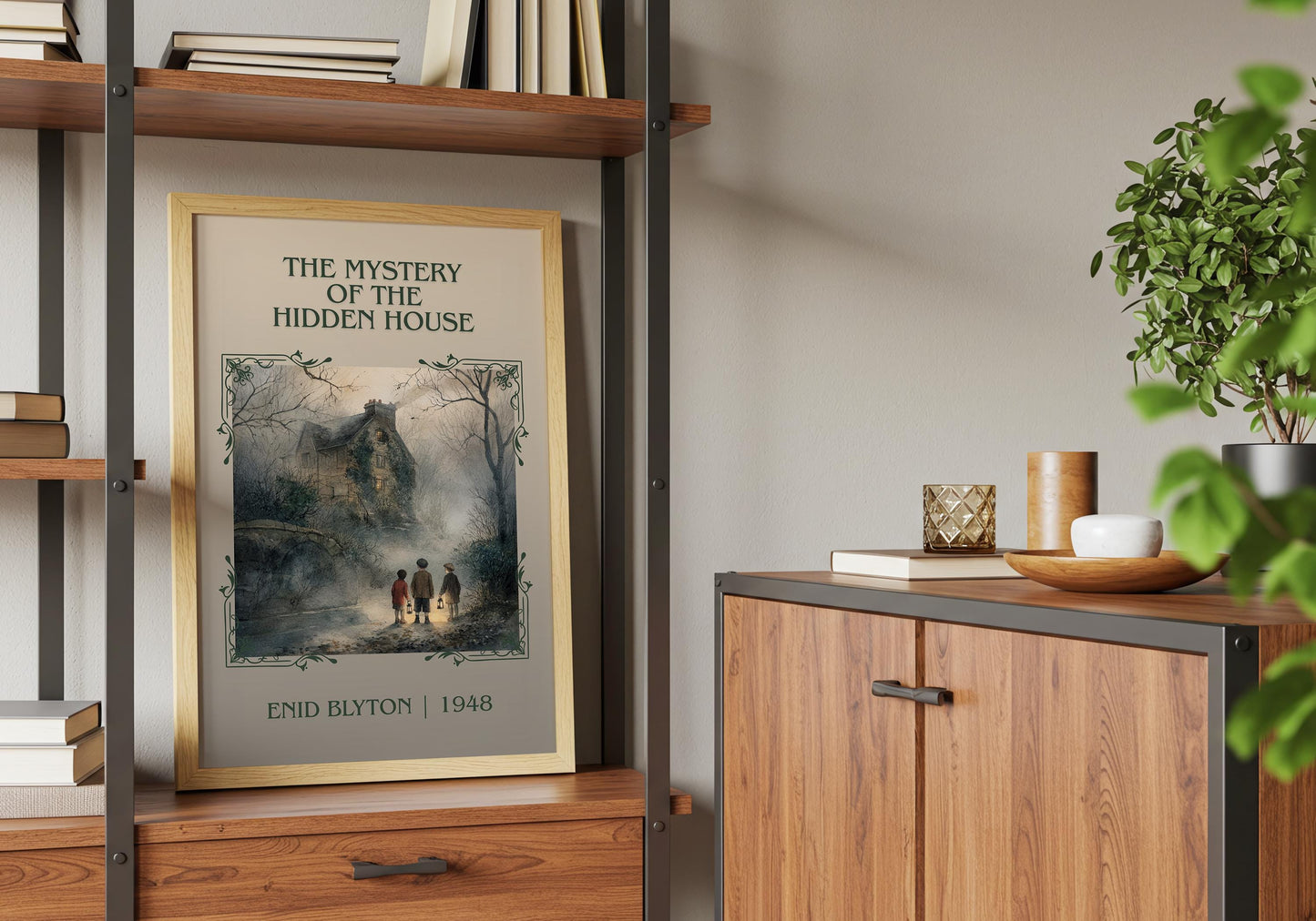 The Mystery Of Hidden House by Enid Blyton High Quality Poster Print-Free Delivery Wall Art. Author Book Artwork-Minimalist Gift Nook