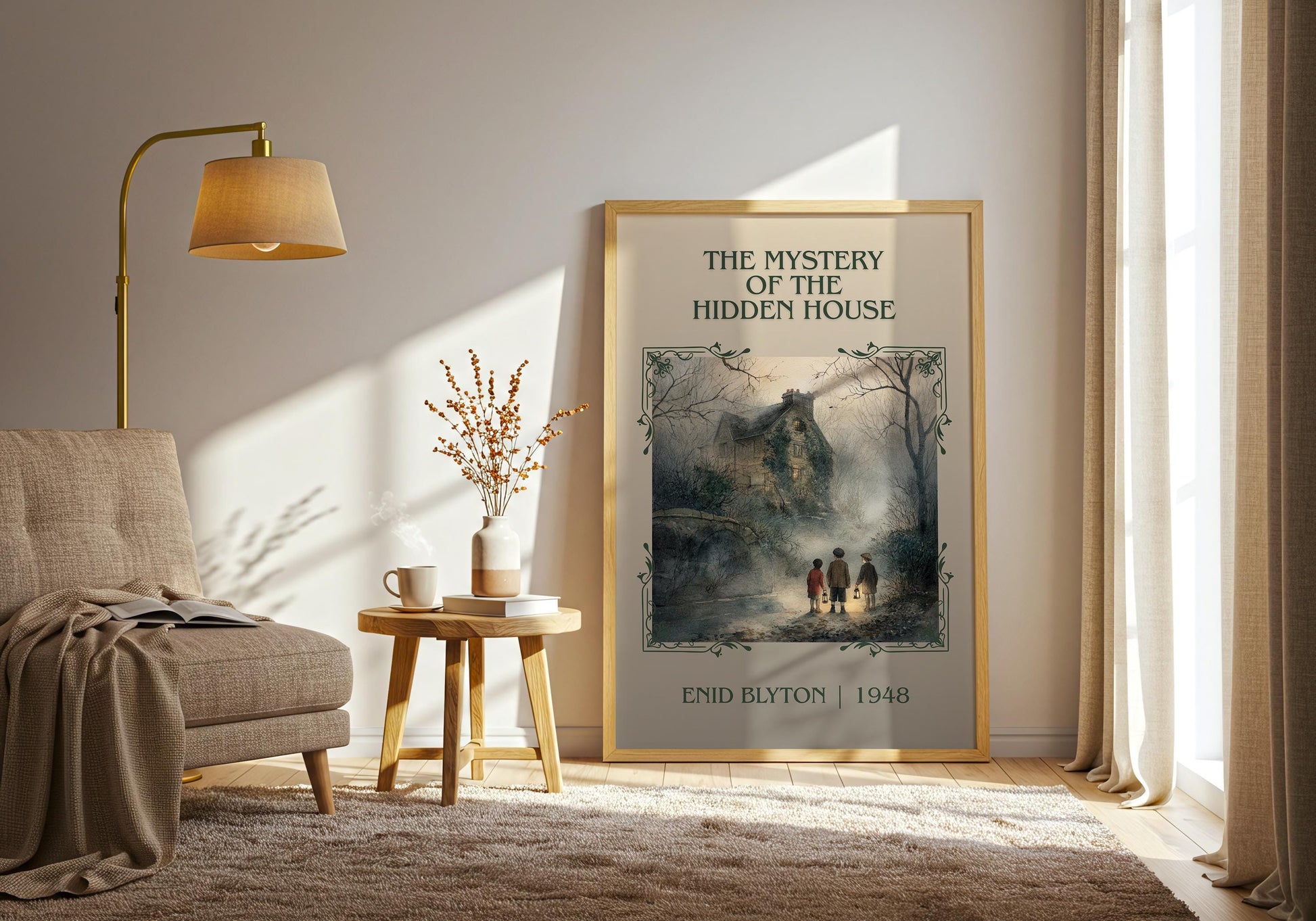 The Mystery Of Hidden House by Enid Blyton High Quality Poster Print-Free Delivery Wall Art. Author Book Artwork-Minimalist Gift Nook