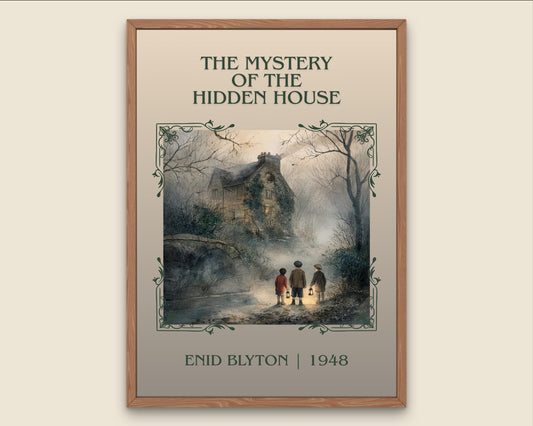 The Mystery Of Hidden House by Enid Blyton High Quality Poster Print-Free Delivery Wall Art. Author Book Artwork-Minimalist Gift Nook