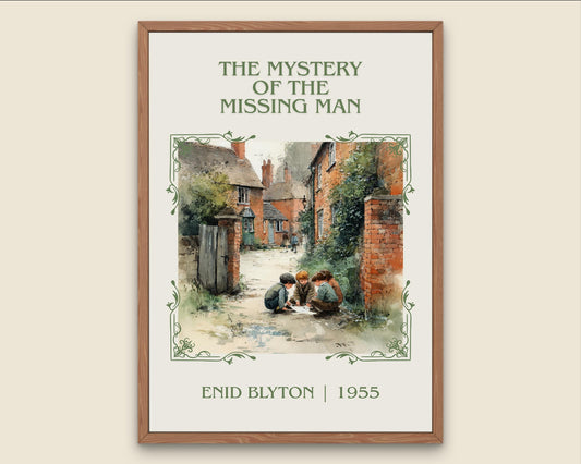 The Mystery Of The Missing Man by Enid Blyton High Quality Poster Print-Free Delivery Wall Art. Author Book Artwork-Minimalist Gift Nook