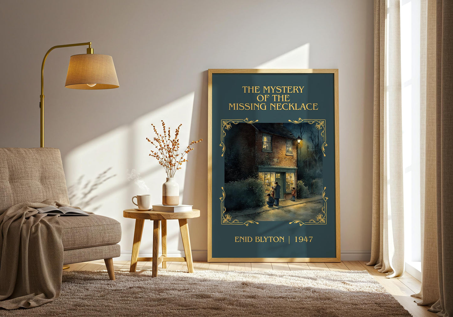 The Mystery Of The Missing Necklace by Enid Blyton Quality Poster Print-Free Delivery Wall Art. Author Book Artwork-Minimalist Gift Nook