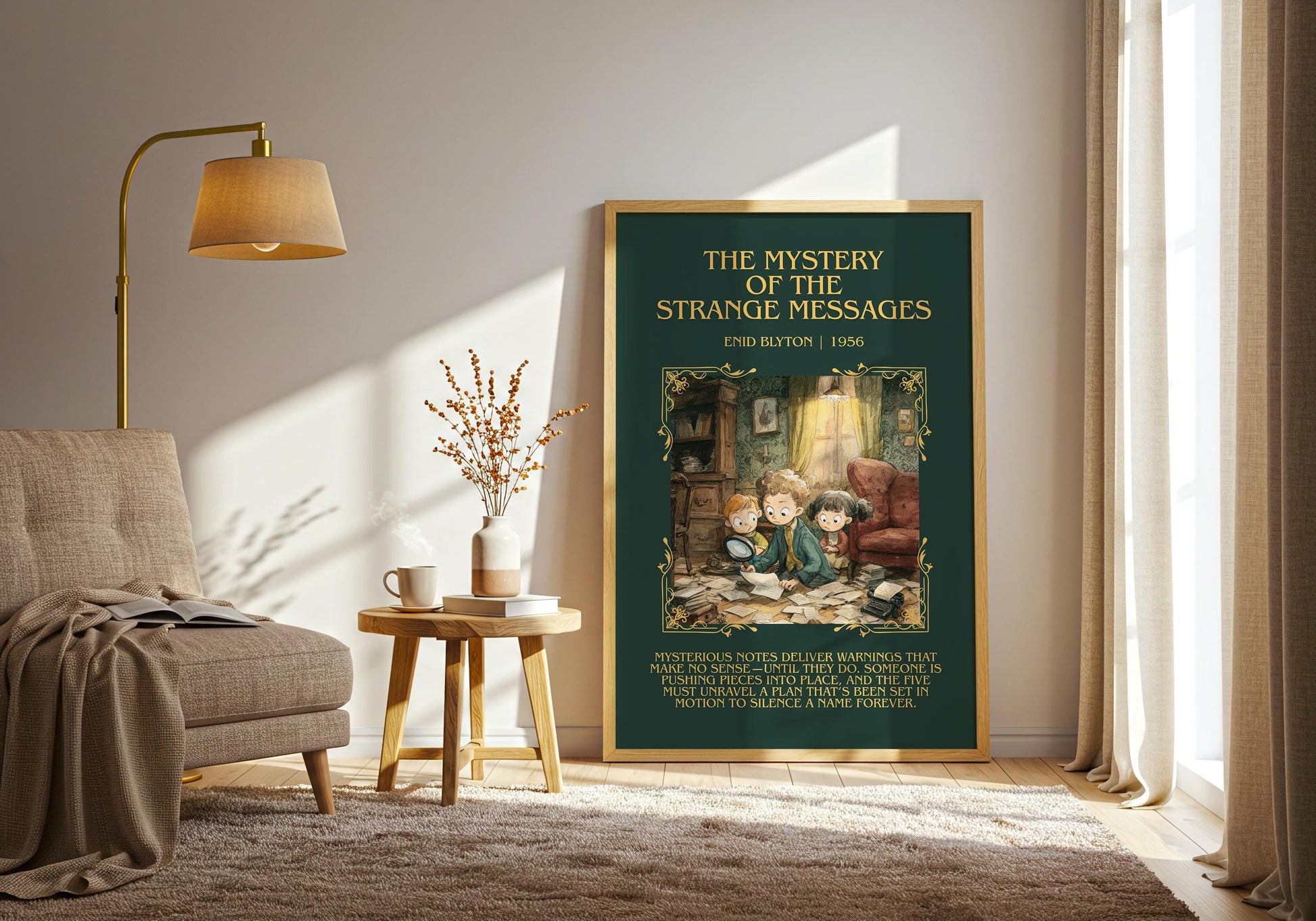 The Mystery Of The Strange Messages by Enid Blyton Descriptive, High Quality Poster Print.Free Delivery Wall Art.Author&Blurb Book Nook Gift