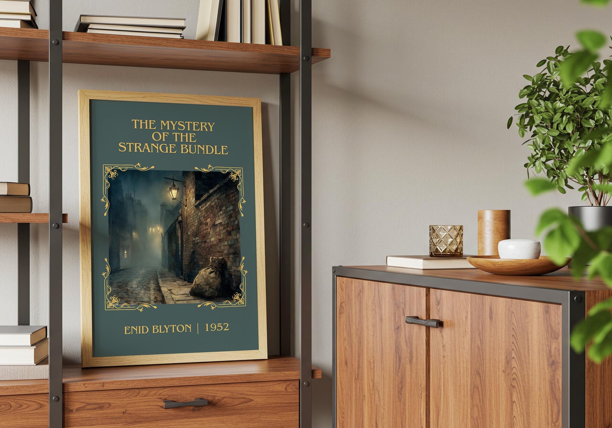 The Mystery Of The Strange Bundle by Enid Blyton High Quality Poster Print.Free Delivery Wall Art. Author Book Nook Minimalist Gift