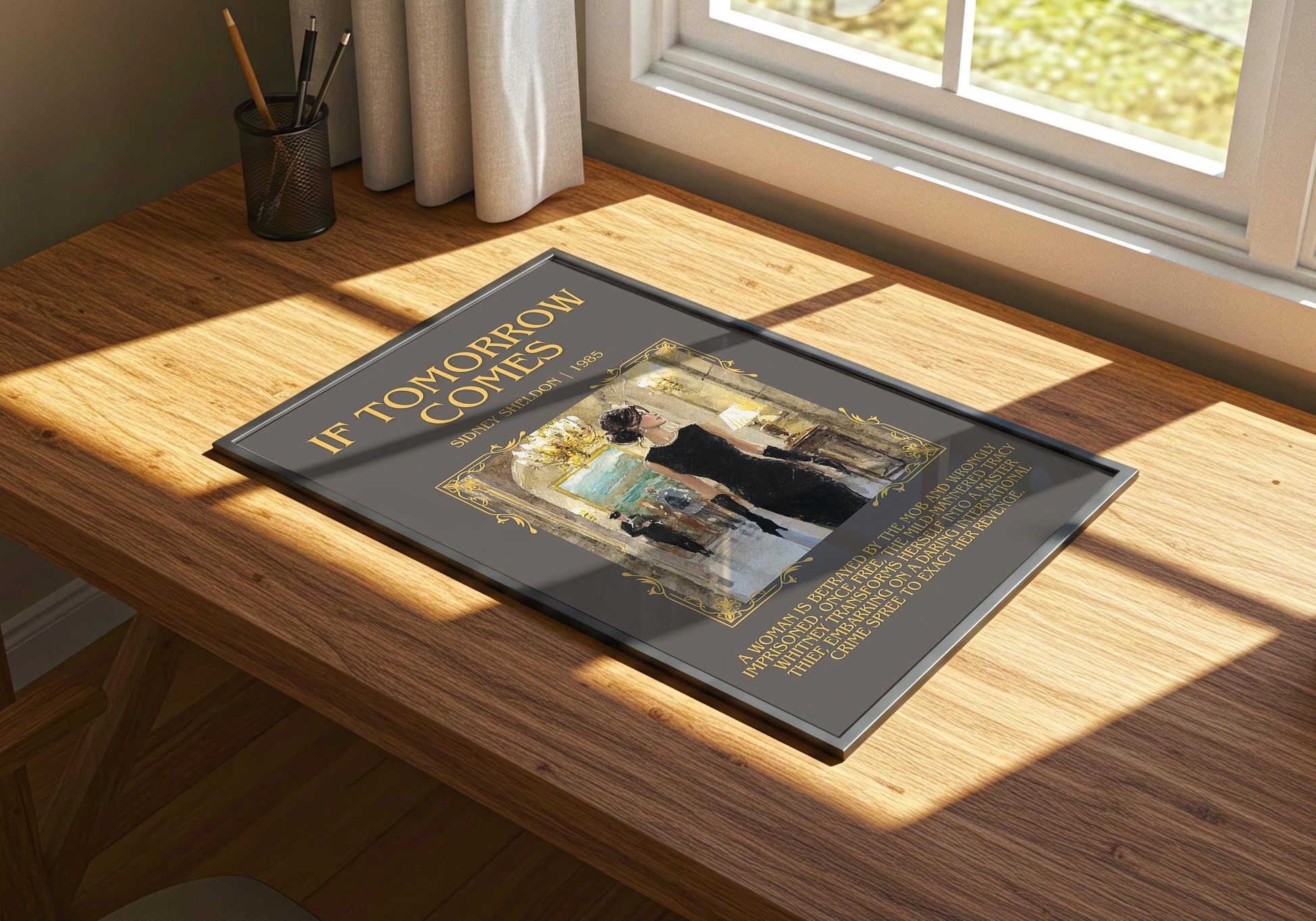 If Tomorrow Comes by Sidney Sheldon Descriptive, High Quality Poster Print.Free Delivery Wall Art.Author&Blurb Book Nook Gift Library Kids