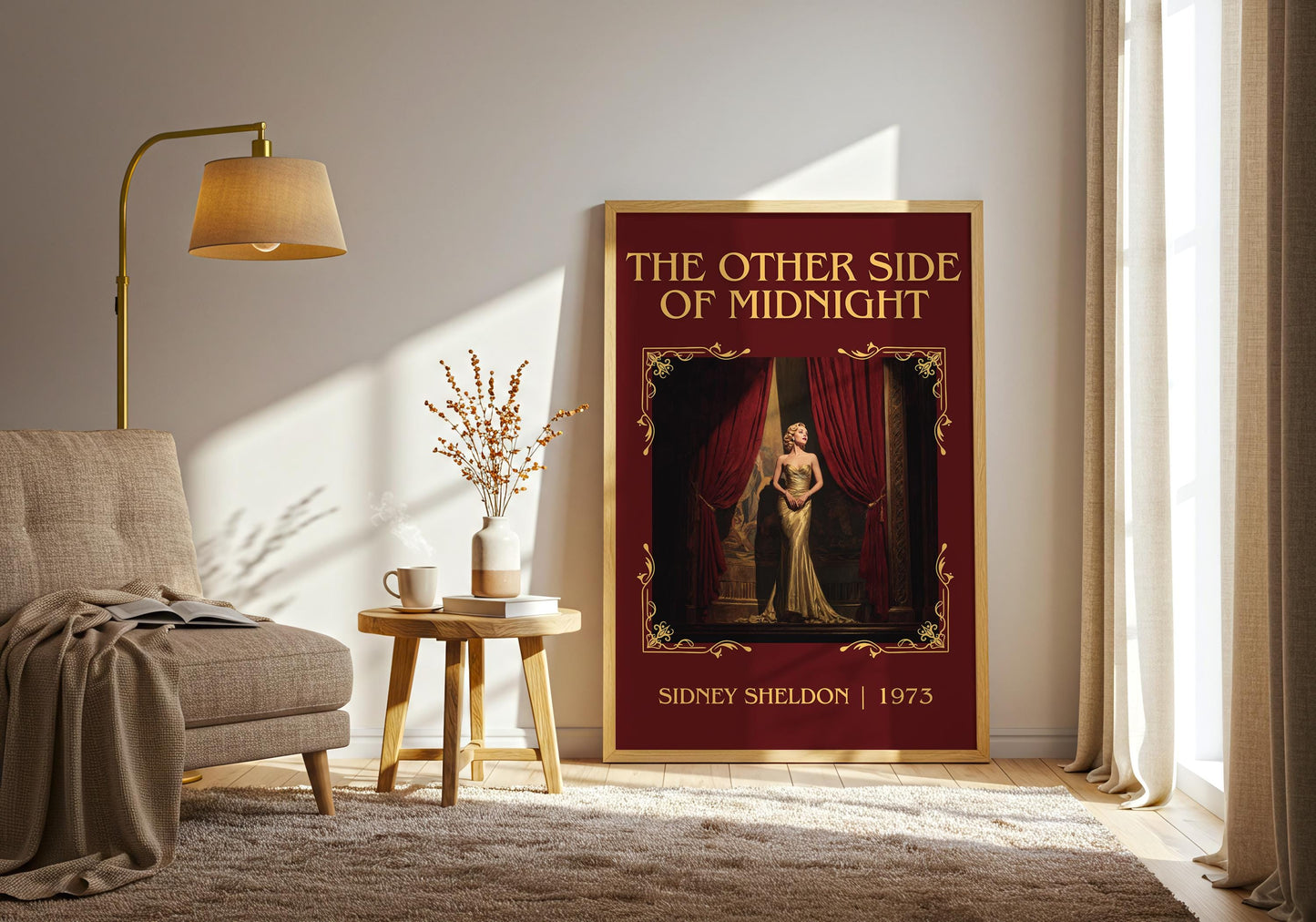 The Otherside Of Midnight by Sidney Sheldon High Quality Poster Print. Free Delivery Wall Art. Author Graphic Book Minimalist Book