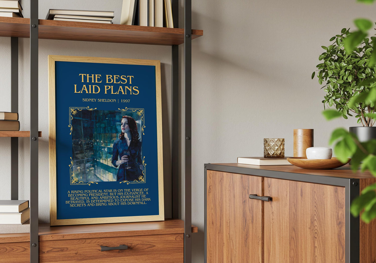The Best Laid Plans by Sidney Sheldon Descriptive, High Quality Poster Print.Free Delivery Wall Art. Author&Blurb Book Nook Library