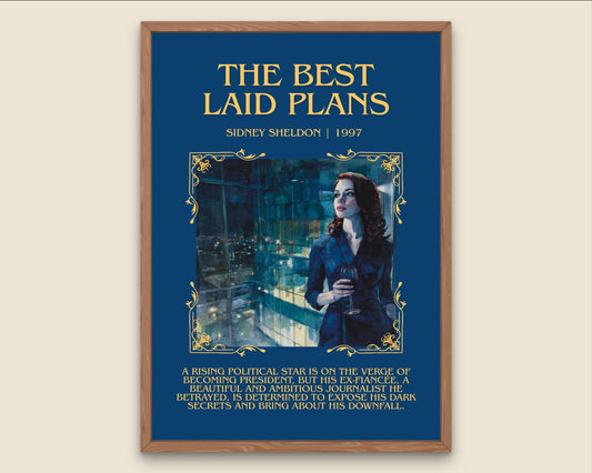 The Best Laid Plans by Sidney Sheldon Descriptive, High Quality Poster Print.Free Delivery Wall Art. Author&Blurb Book Nook Library