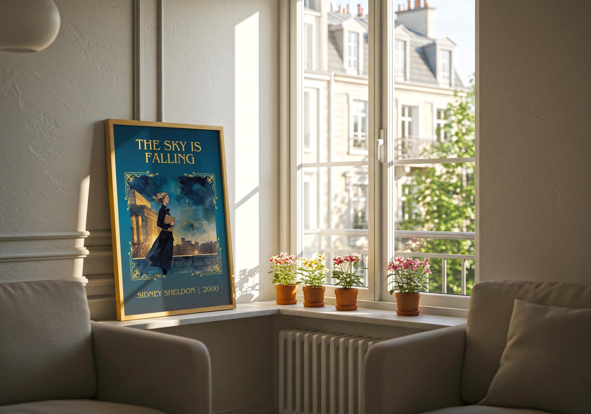 The Sky Is Falling by Sidney Sheldon Descriptive, High Quality Poster. Fast, Free Delivery Wall Art. Minimalist Book Lover Gift Author