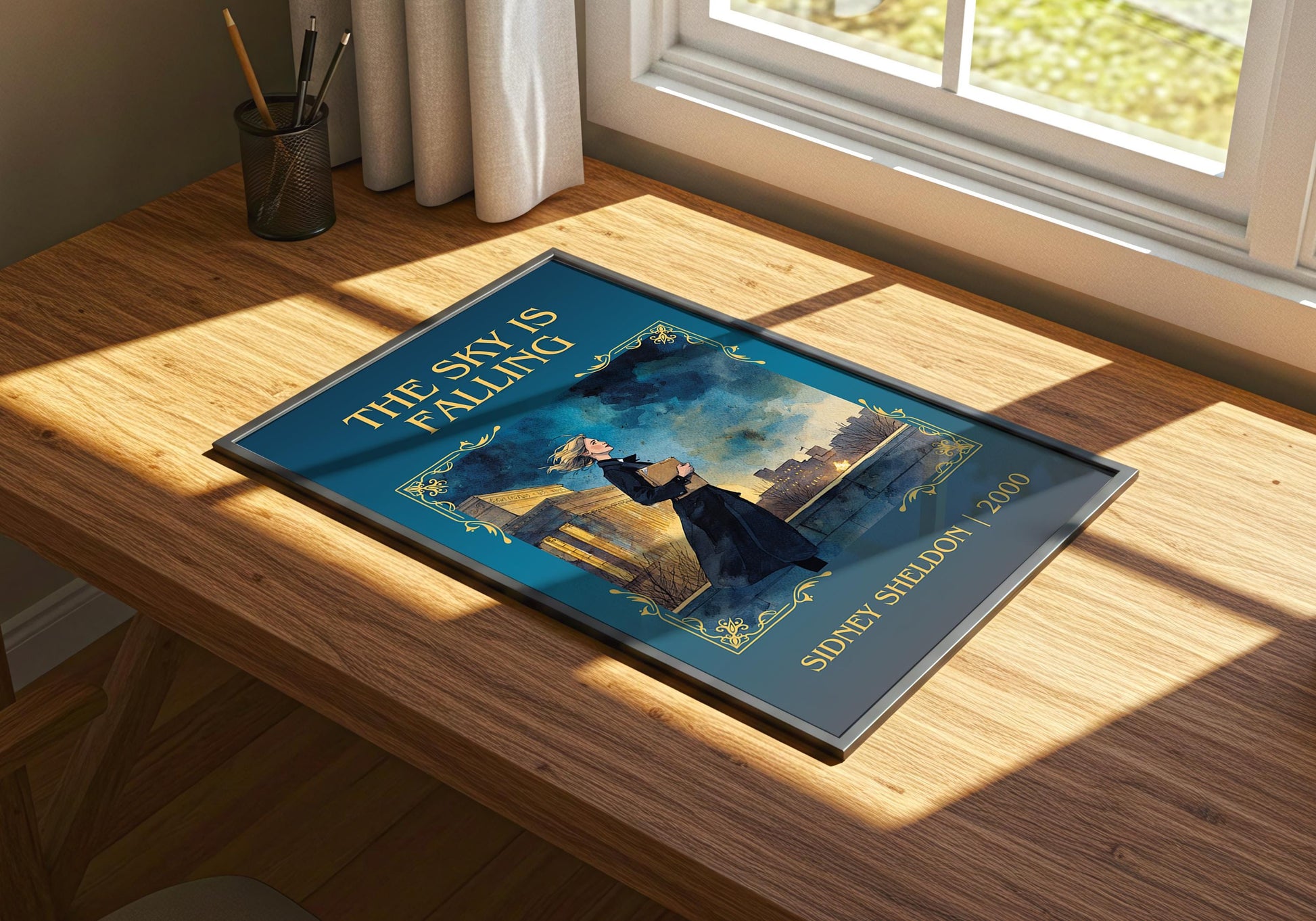 The Sky Is Falling by Sidney Sheldon Descriptive, High Quality Poster. Fast, Free Delivery Wall Art. Minimalist Book Lover Gift Author