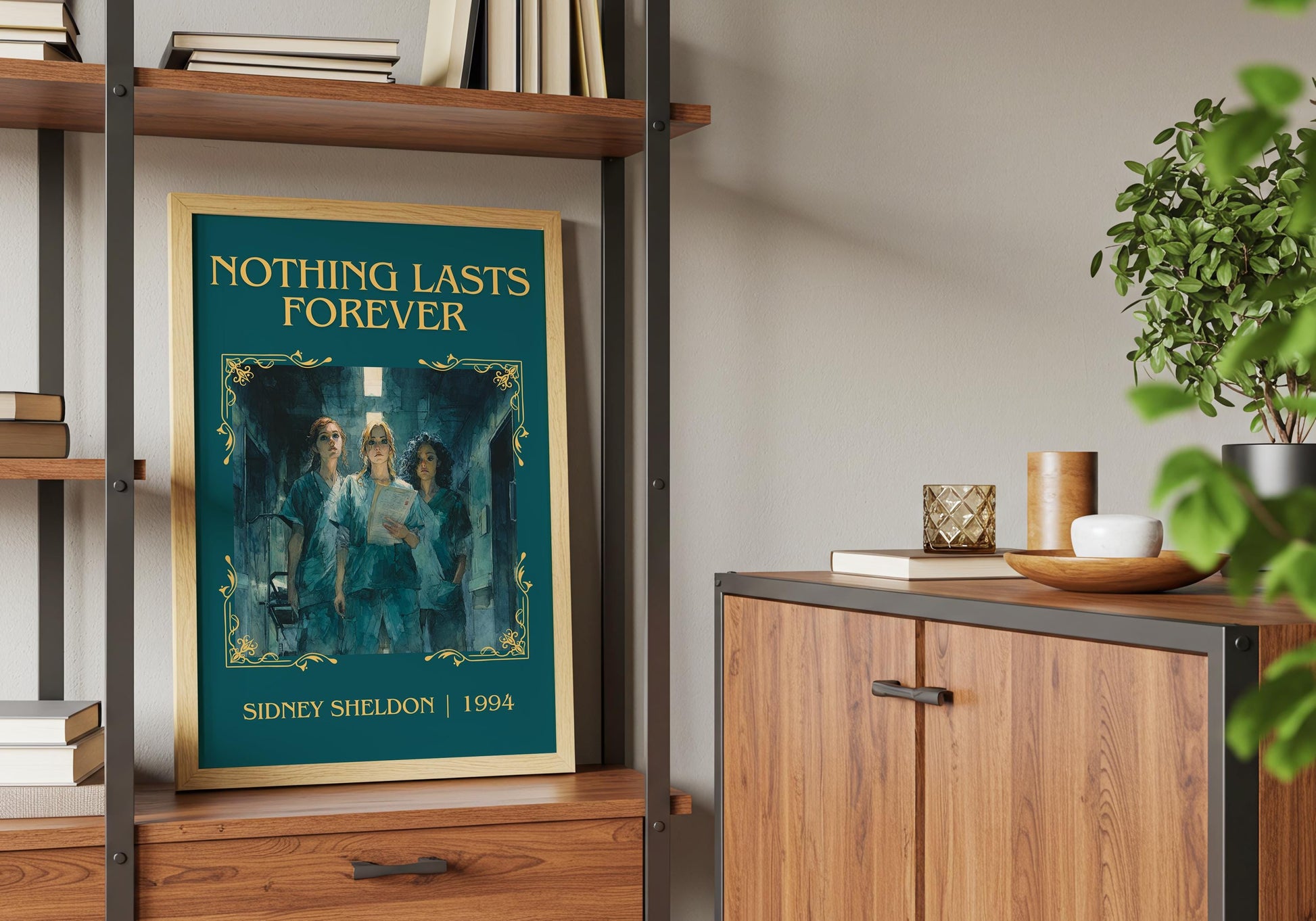 Nothing Lasts Forever by Sidney Sheldon Descriptive, High Quality Poster Print.Free Delivery Wall Art. Author&Blurb Book Nook Library