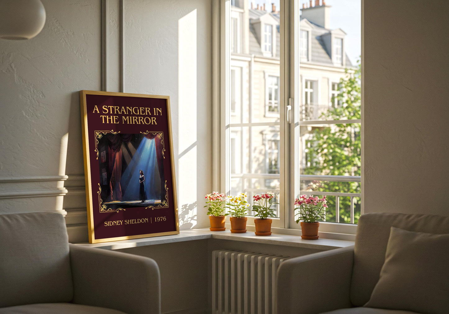 A Stranger In The Mirror by Sidney Sheldon Descriptive, High Quality Poster Print.Free Delivery Wall Art. Author&Blurb Book Nook Library