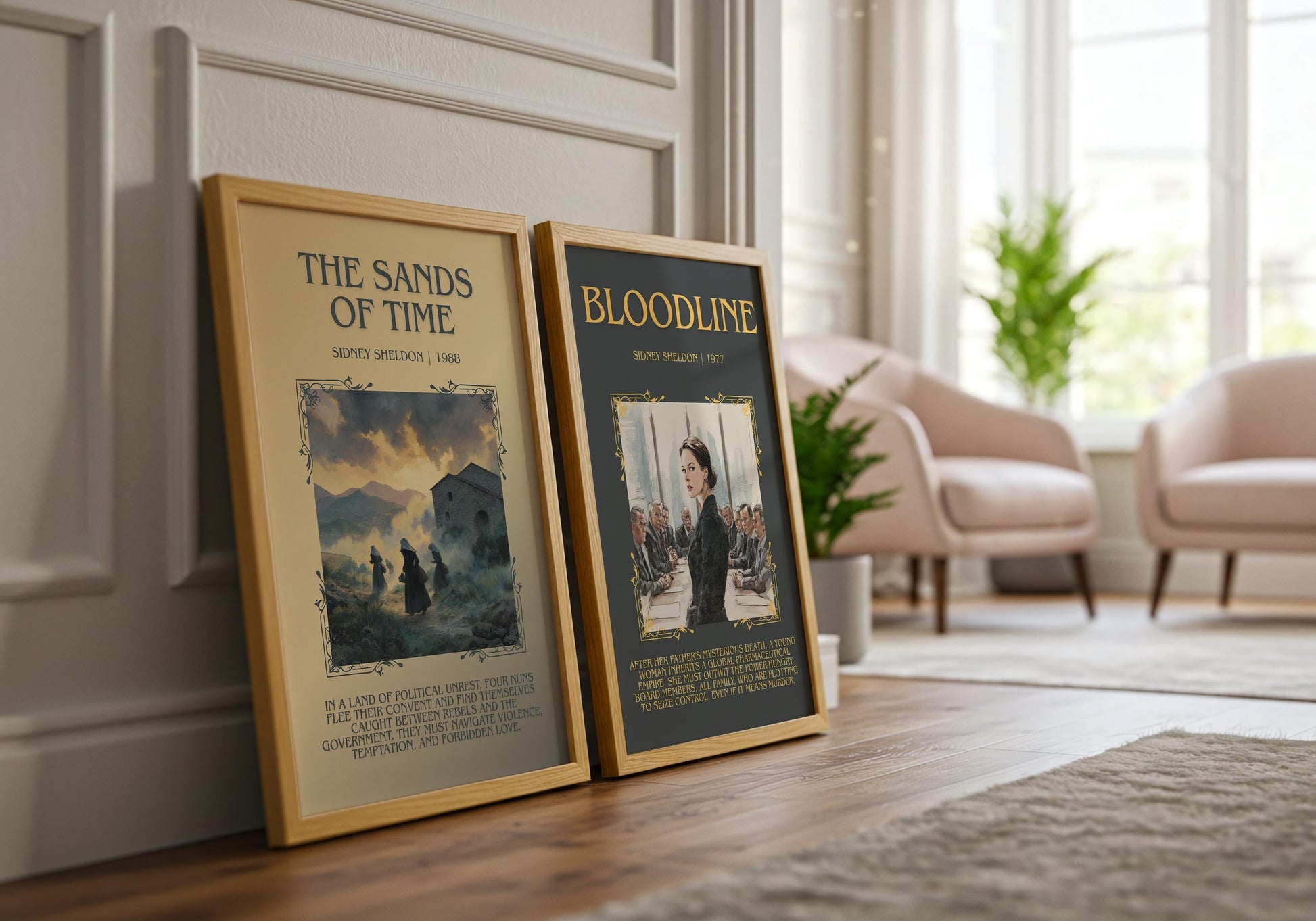 The Sands Of Time by Sidney Sheldon Descriptive, High Quality Poster Print.Free Delivery Wall Art. Author&Blurb Book Nook Library