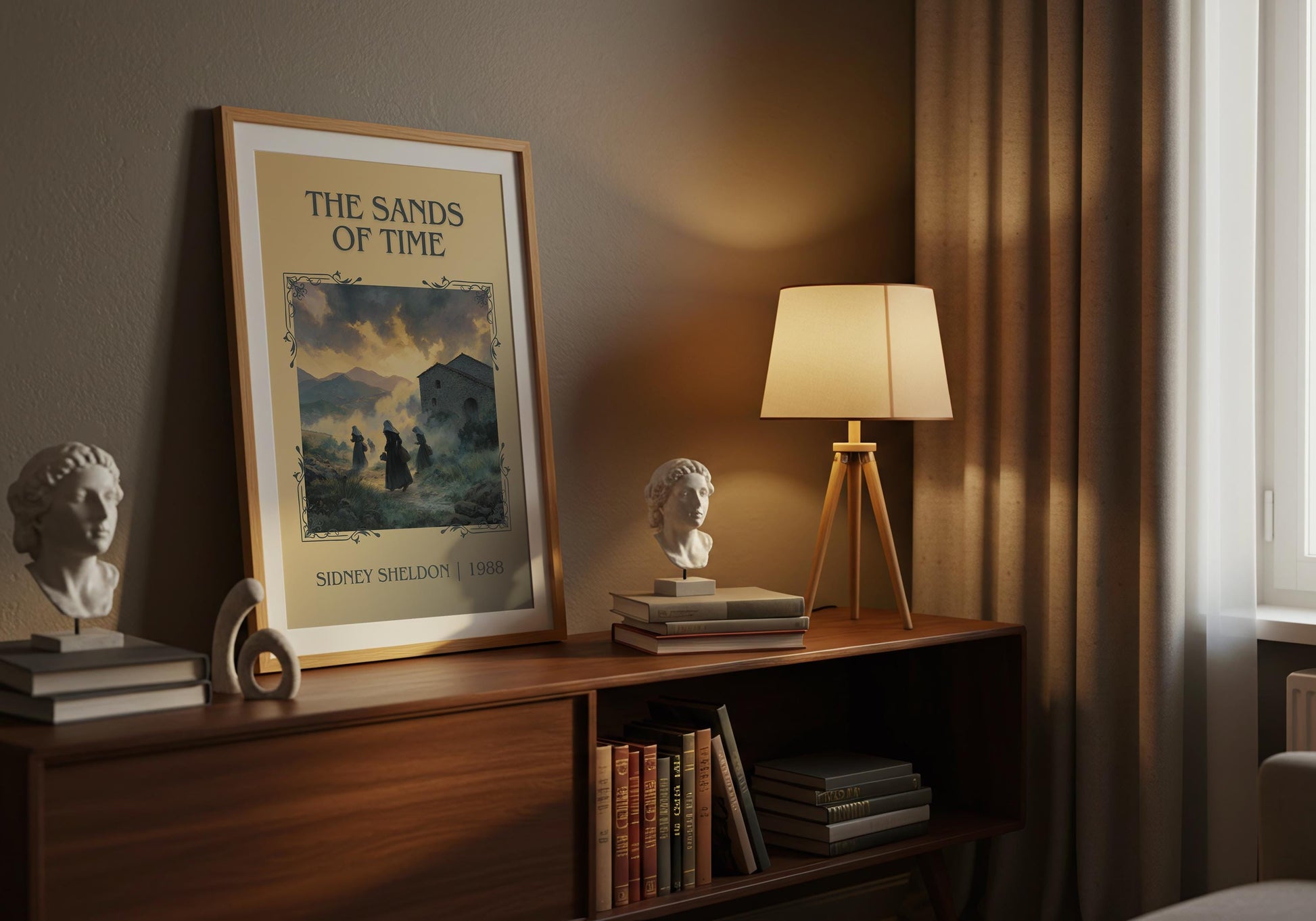 The Sands Of Time by Sidney Sheldon Descriptive, High Quality Poster. Free Delivery Wall Art. Minimalist Book Lover Gift Author