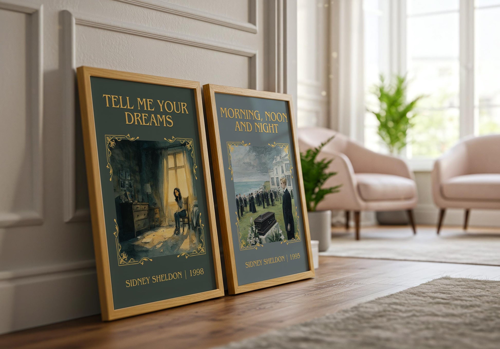 Morning, Noon and Night by Sidney Sheldon Descriptive, High Quality Poster. Free Delivery Wall Art. Minimalist Book Lover Gift Author