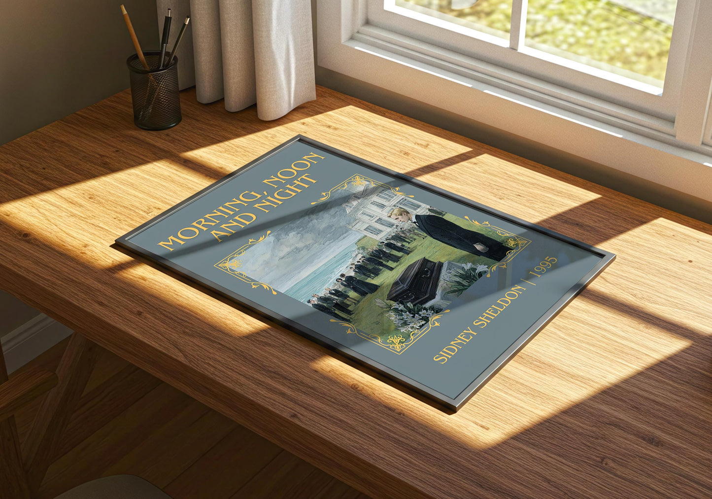 Morning, Noon and Night by Sidney Sheldon Descriptive, High Quality Poster. Free Delivery Wall Art. Minimalist Book Lover Gift Author