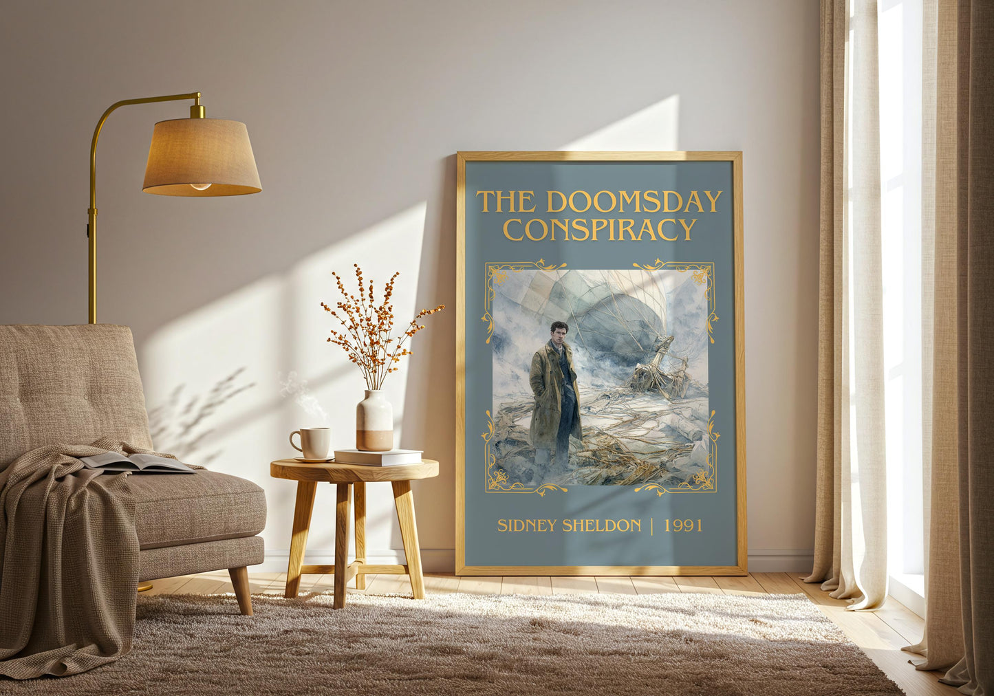 The Doomsday Conspiracy by Sidney Sheldon Descriptive, High Quality Poster. Free Delivery Wall Art. Minimalist Book Lover Gift Author