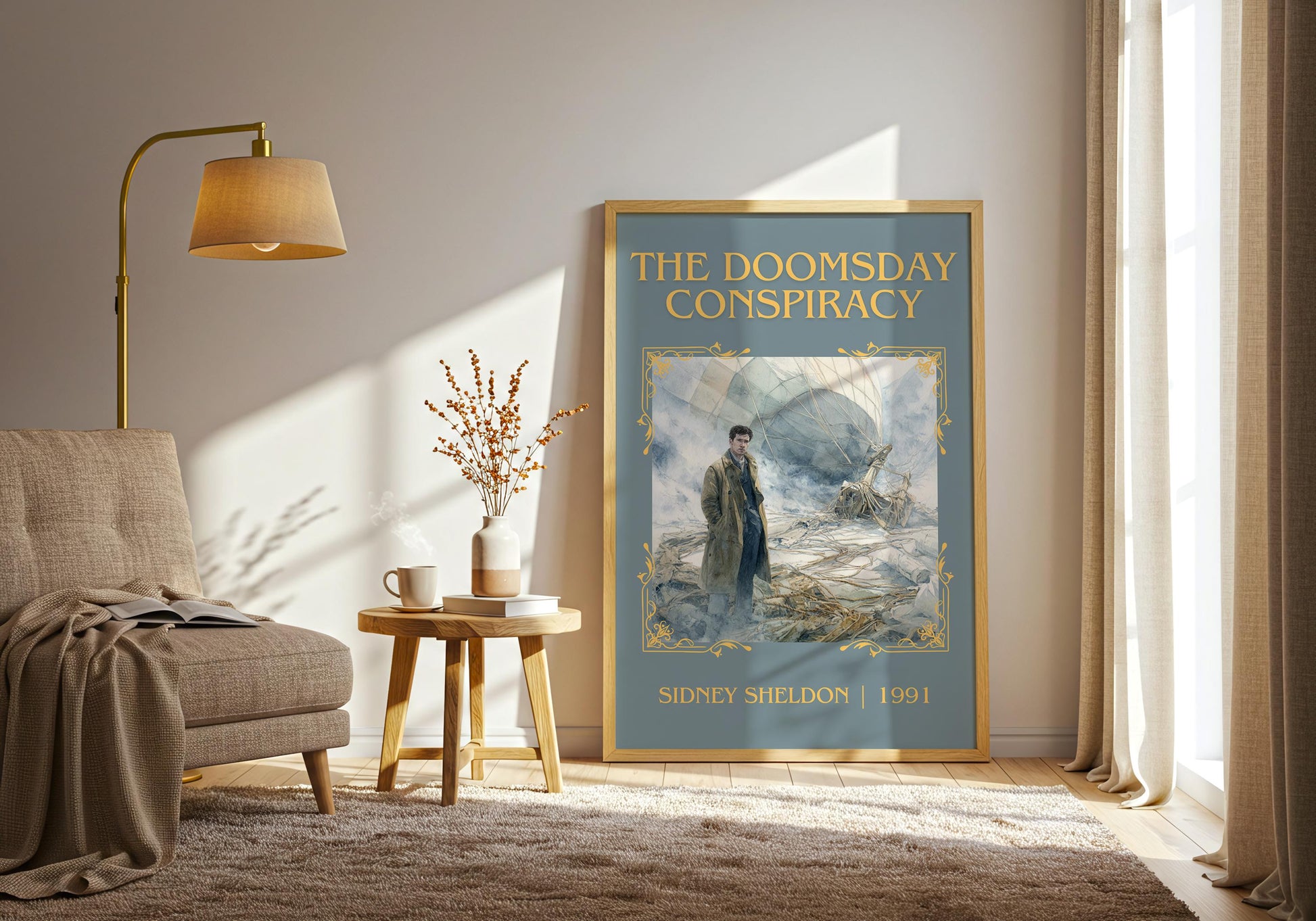 The Doomsday Conspiracy by Sidney Sheldon Descriptive, High Quality Poster. Free Delivery Wall Art. Minimalist Book Lover Gift Author