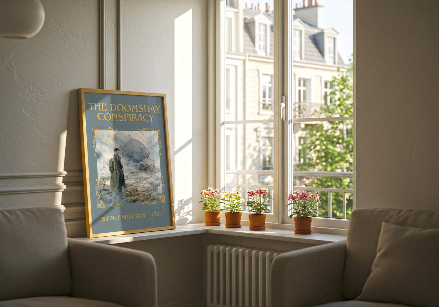 The Doomsday Conspiracy by Sidney Sheldon Descriptive, High Quality Poster. Free Delivery Wall Art. Minimalist Book Lover Gift Author