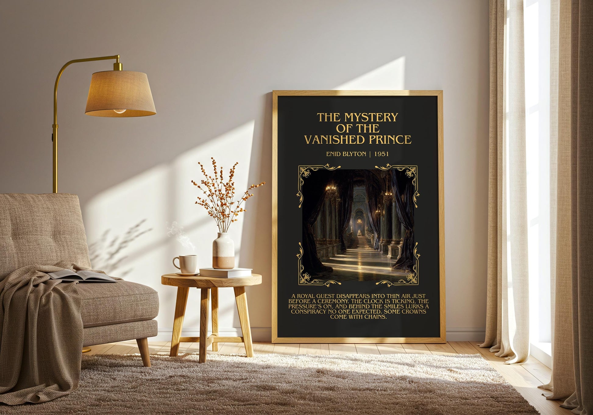 The Mystery Of The Vanished Prince by Enid Blyton Descriptive, High Quality Poster Print.Free Delivery Wall Art.Author&Blurb Book Nook Gift