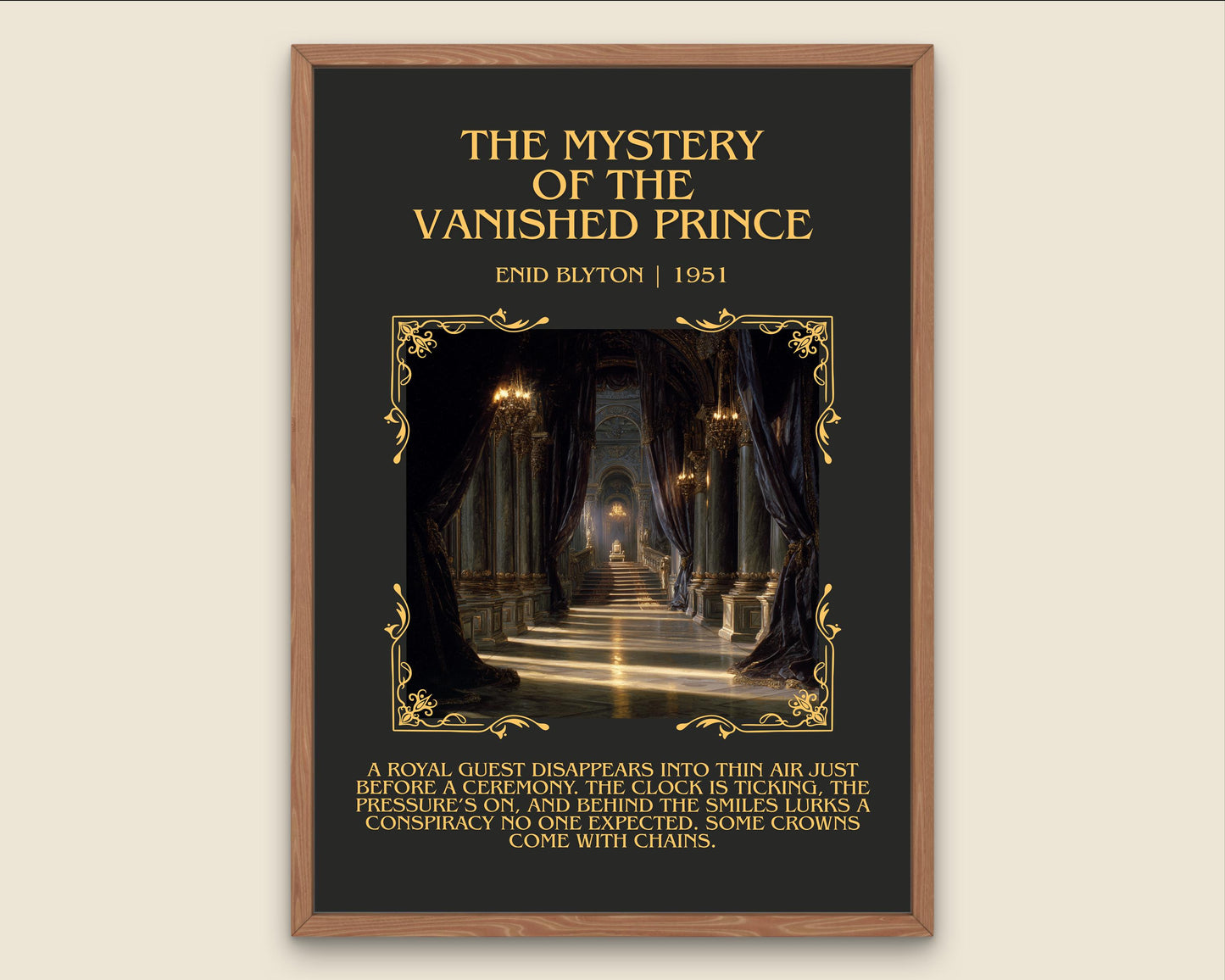 The Mystery Of The Vanished Prince by Enid Blyton Descriptive, High Quality Poster Print.Free Delivery Wall Art.Author&Blurb Book Nook Gift