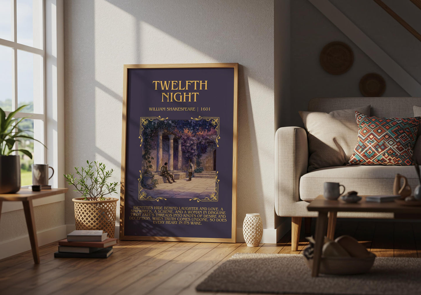 Twelfth Night by William Shakespeare Descriptive, High Quality Poster Print.Free Delivery Wall Art.Author&Blurb Book Nook Gift Play
