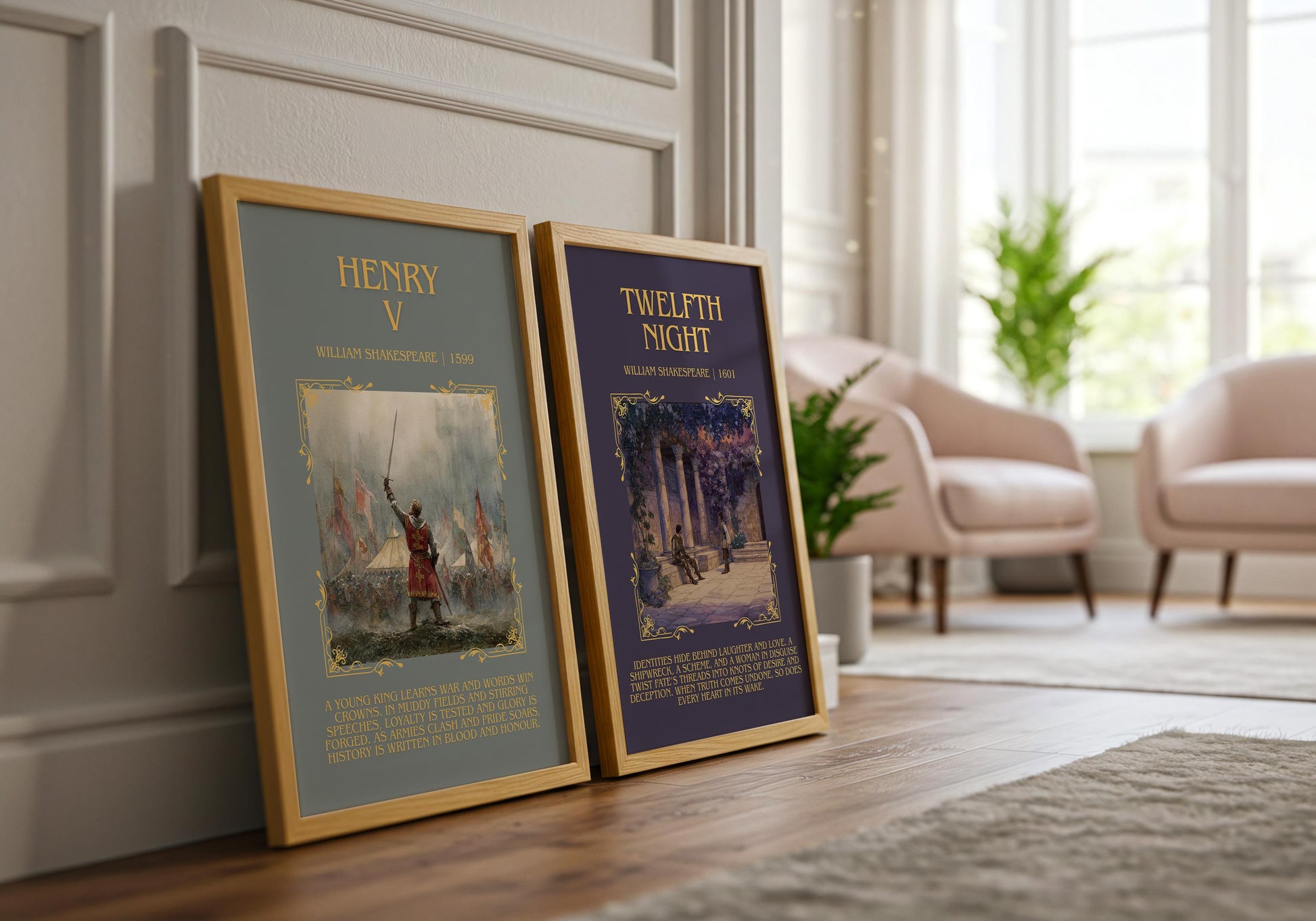 Twelfth Night by William Shakespeare Descriptive, High Quality Poster Print.Free Delivery Wall Art.Author&Blurb Book Nook Gift Play