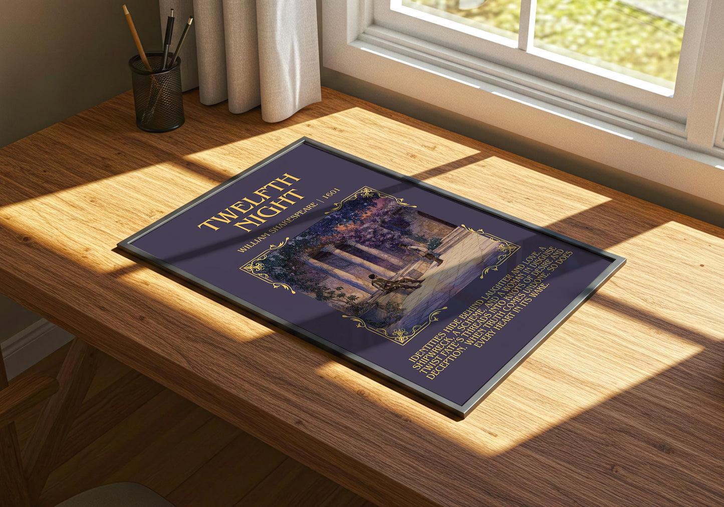 Twelfth Night by William Shakespeare Descriptive, High Quality Poster Print.Free Delivery Wall Art.Author&Blurb Book Nook Gift Play