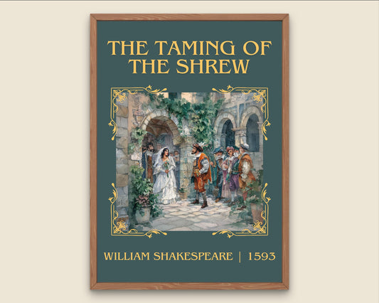 The Taming Of The Shrew by William Shakespeare High Quality Poster Print.Free Delivery Wall Art. Author Book Nook Minimalist Gift