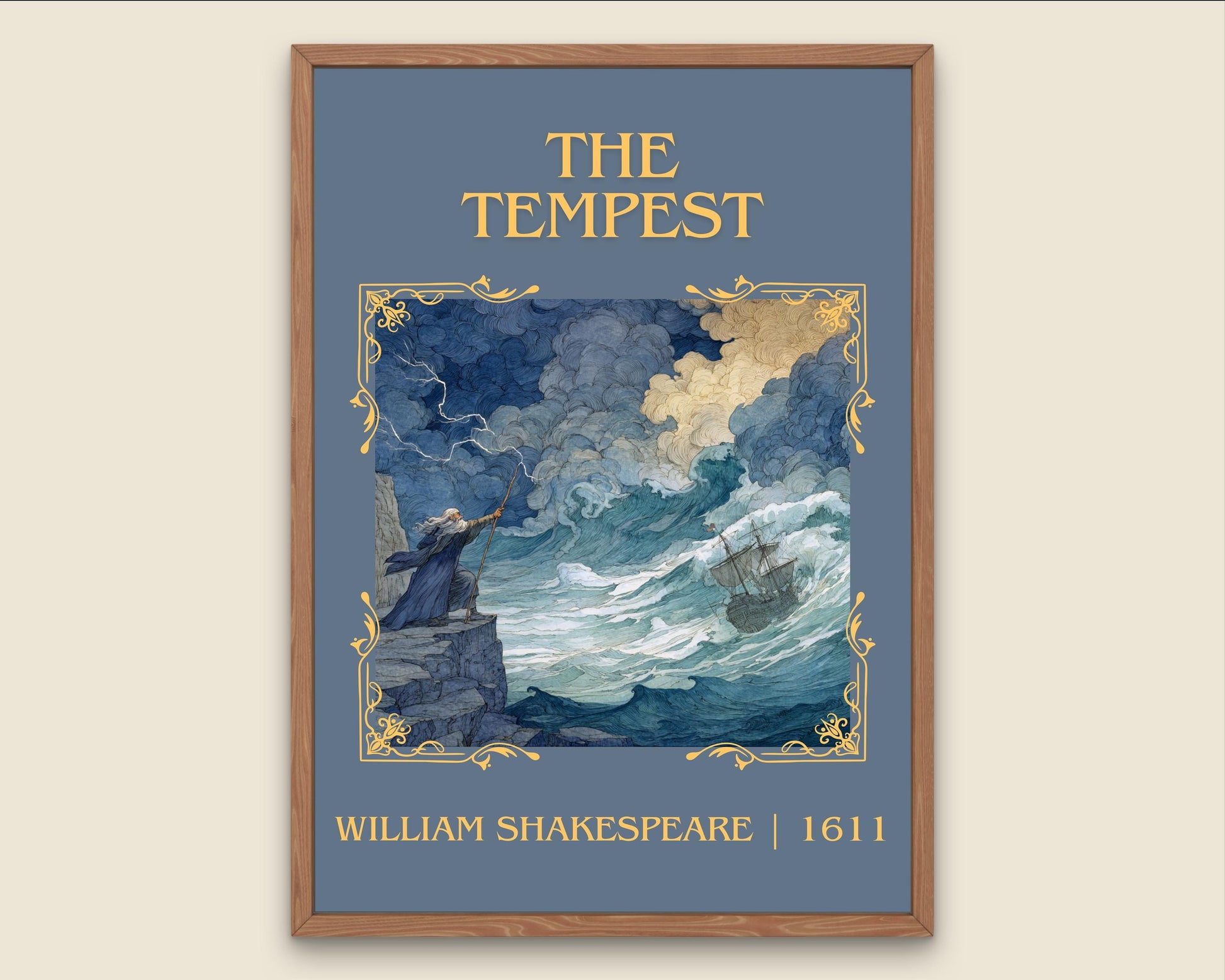 The Tempest by William Shakespeare High Quality Poster Print.Free Delivery Wall Art. Author Book Nook Minimalist Gift