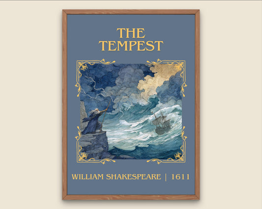 The Tempest by William Shakespeare High Quality Poster Print.Free Delivery Wall Art. Author Book Nook Minimalist Gift