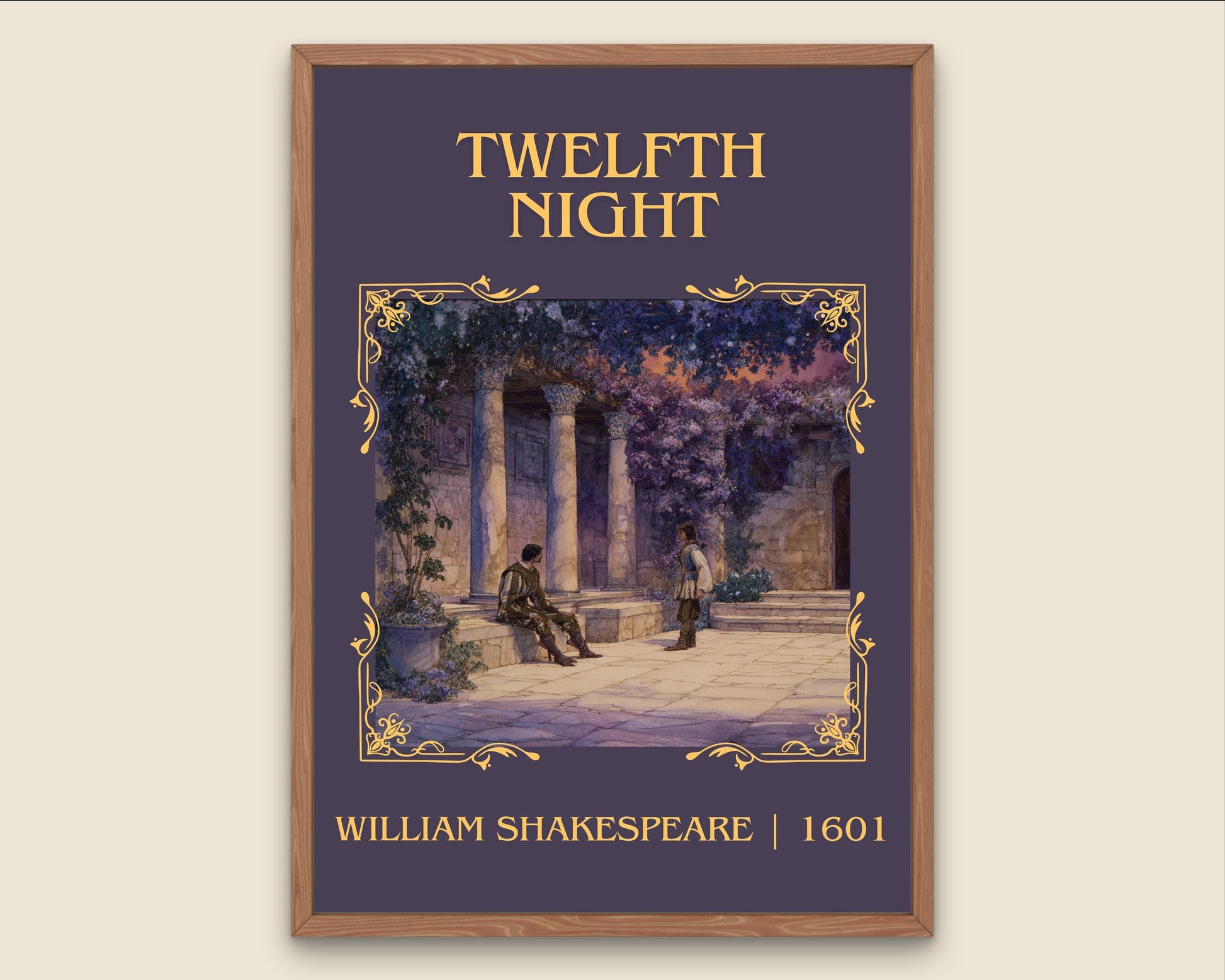 Twelfth Night by William Shakespeare High Quality Poster Print.Free Delivery Wall Art. Author Book Nook Minimalist Gift