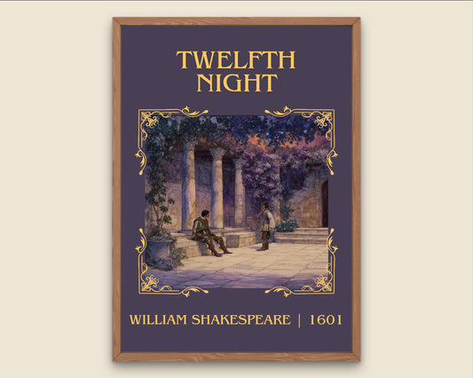 Twelfth Night by William Shakespeare High Quality Poster Print.Free Delivery Wall Art. Author Book Nook Minimalist Gift
