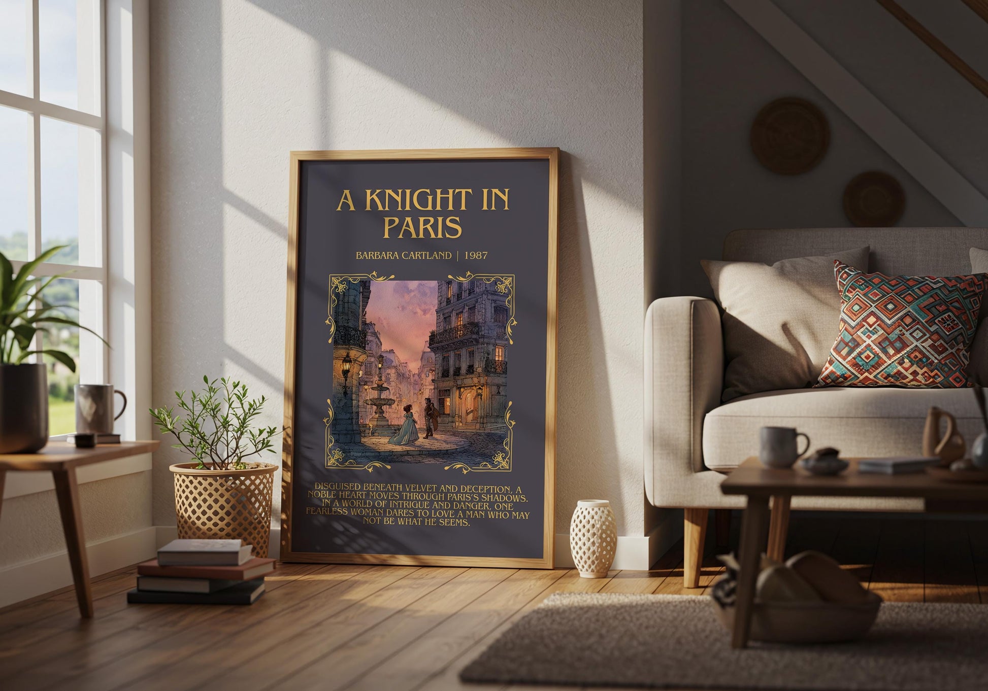 A Knight In Paris by Barbara Cartland Descriptive, High Quality Poster Print.Free Delivery Wall Art. Author&Blurb Book Nook Library