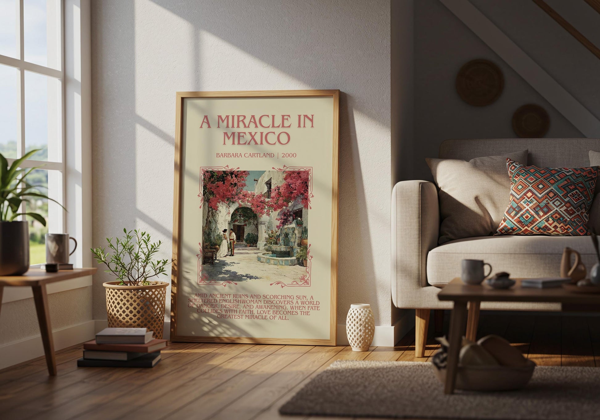 A Miracle In Mexico by Barbara Cartland Descriptive, High Quality Poster Print.Free Delivery Wall Art. Author&Blurb Book Nook Library