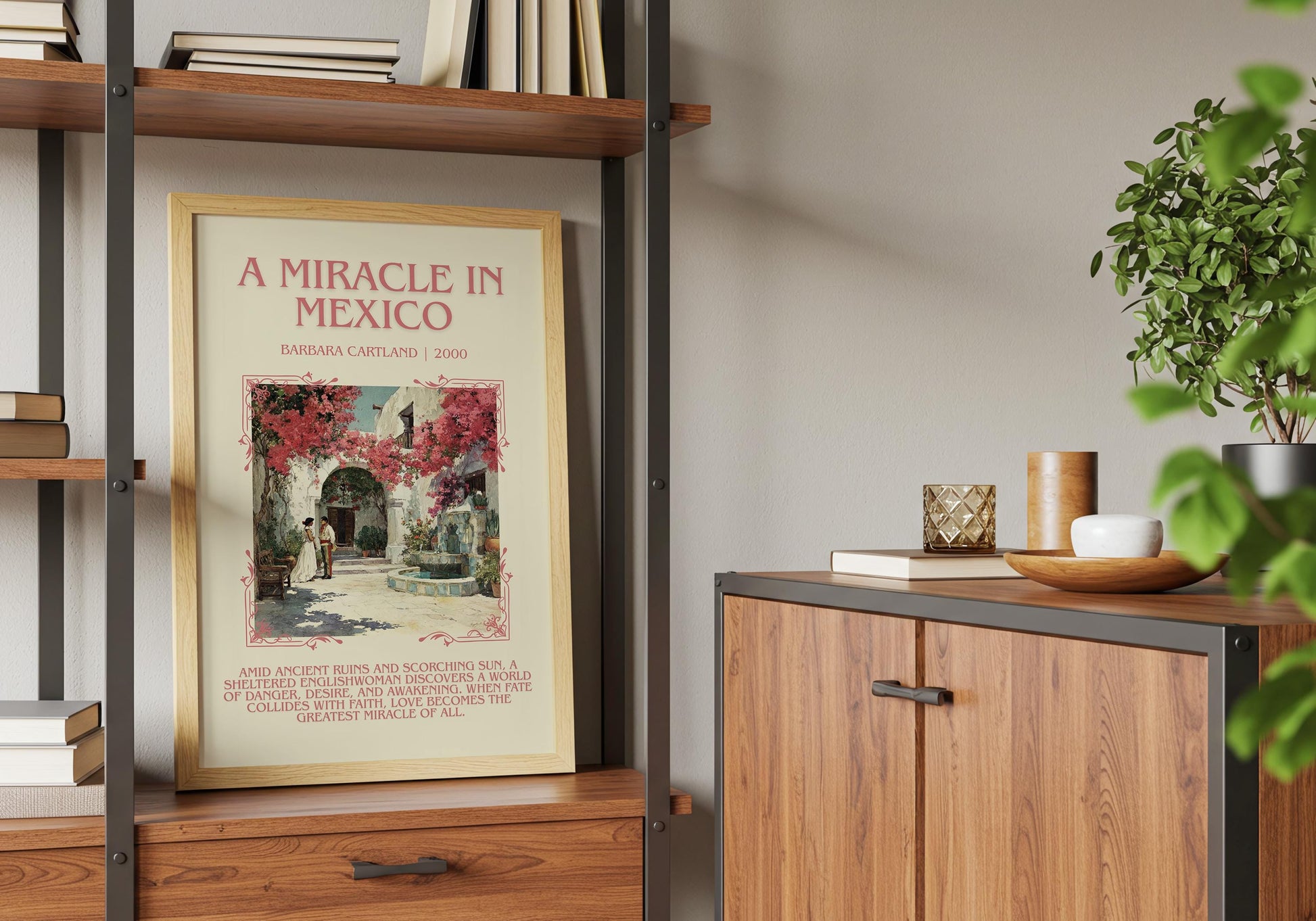 A Miracle In Mexico by Barbara Cartland Descriptive, High Quality Poster Print.Free Delivery Wall Art. Author&Blurb Book Nook Library