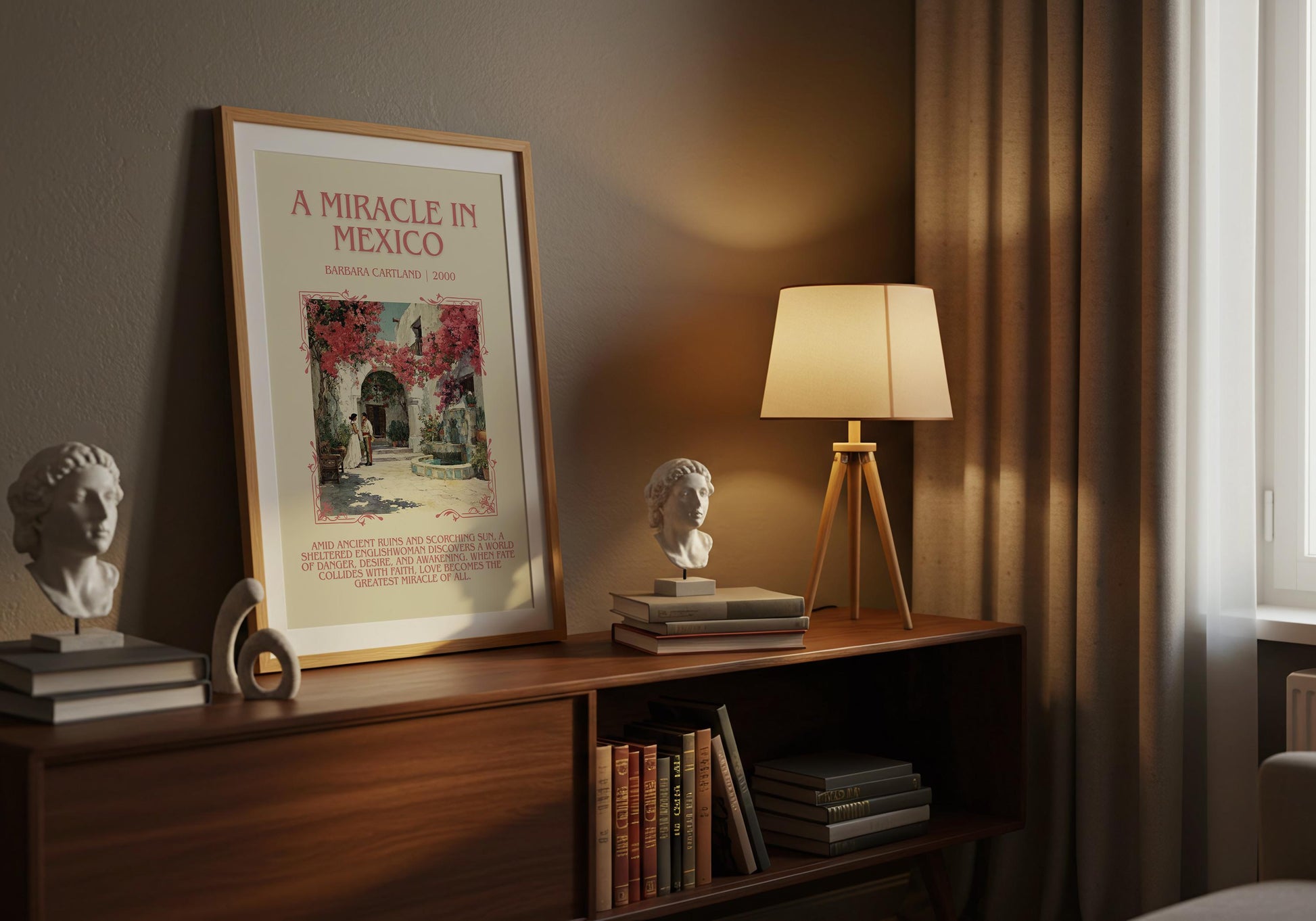 A Miracle In Mexico by Barbara Cartland Descriptive, High Quality Poster Print.Free Delivery Wall Art. Author&Blurb Book Nook Library