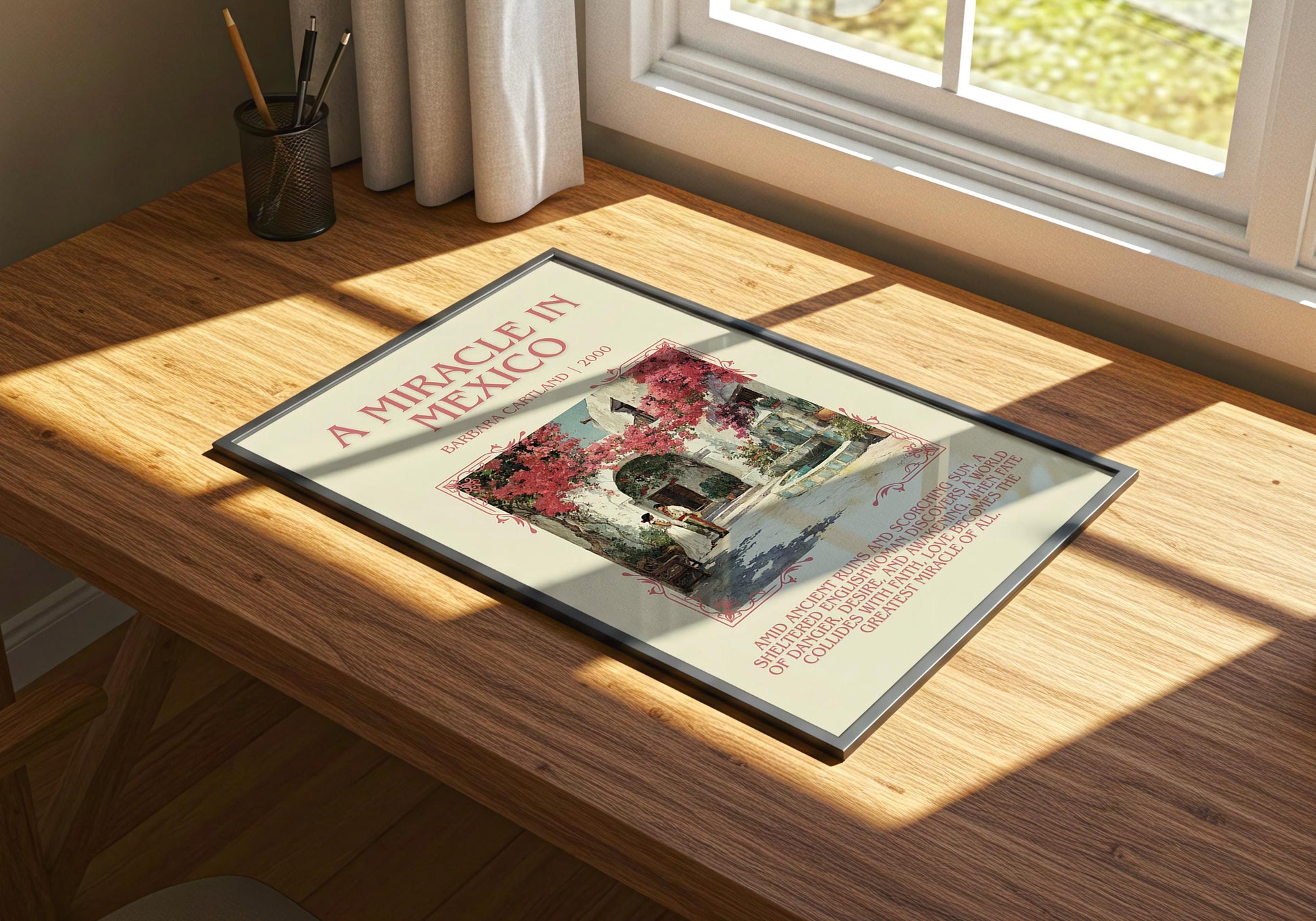 A Miracle In Mexico by Barbara Cartland Descriptive, High Quality Poster Print.Free Delivery Wall Art. Author&Blurb Book Nook Library