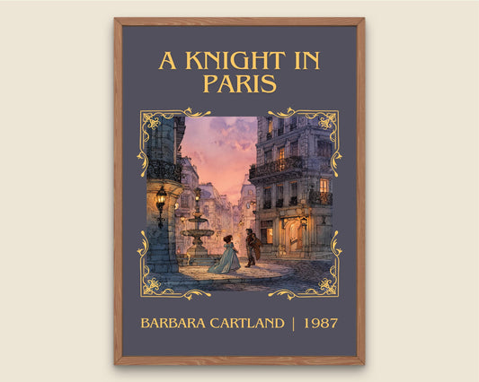 A Knight In Paris by Barbara Cartland High Quality Poster Print.Wall Art. Title,Author Book/Novel Artwork.Minimalist Clean Print Book Lover