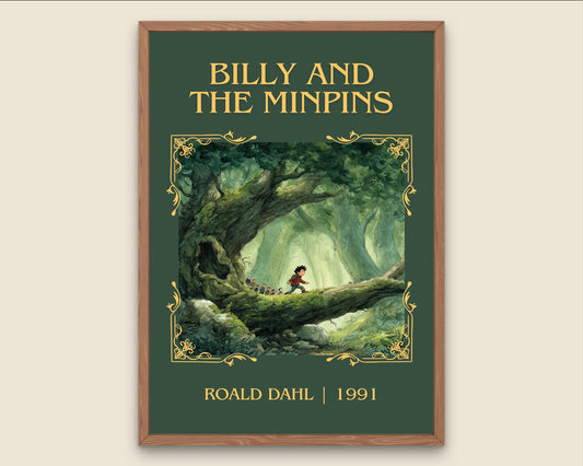 Billy And The Minpins by Roald Dahl High Quality Poster Print. Free Delivery Wall Art. Author&Title Graphic Book/Novel Minimalist Home Art