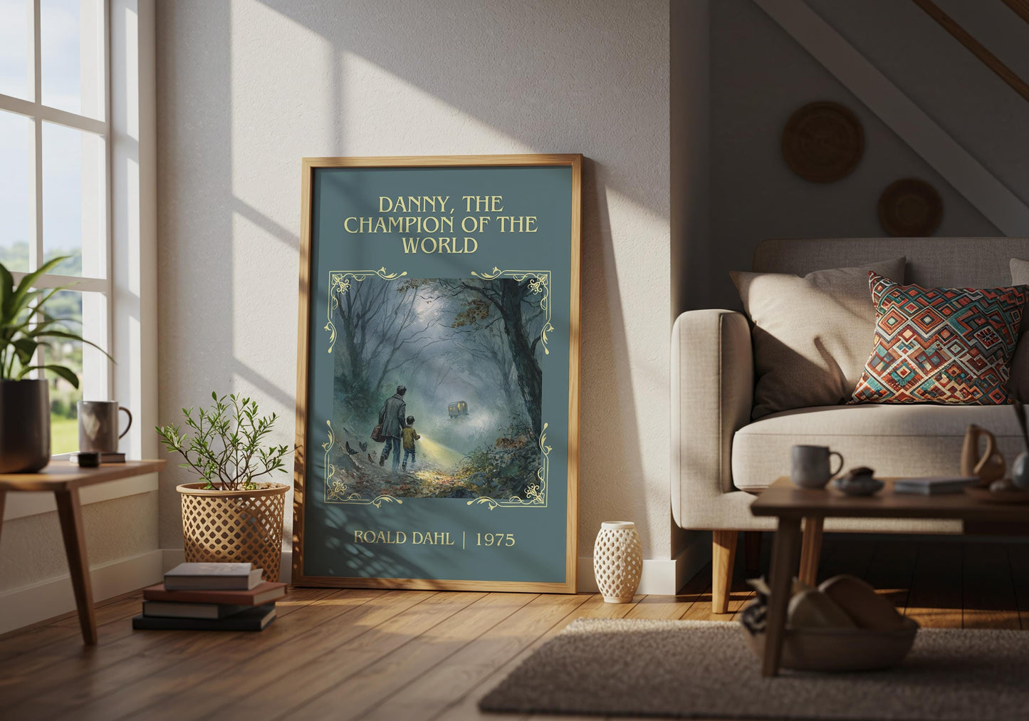 Danny, The Champion Of The World by Roald Dahl High Quality Poster Print. Free Delivery Wall Art. Author&Title Graphic Book Minimalist Home