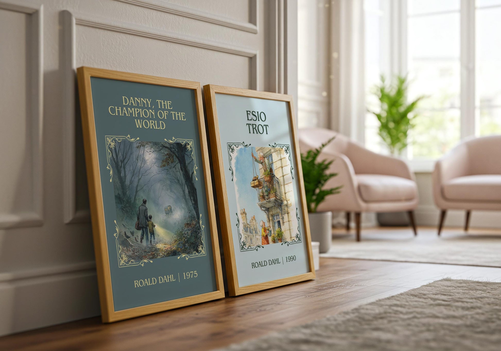 Danny, The Champion Of The World by Roald Dahl High Quality Poster Print. Free Delivery Wall Art. Author&Title Graphic Book Minimalist Home