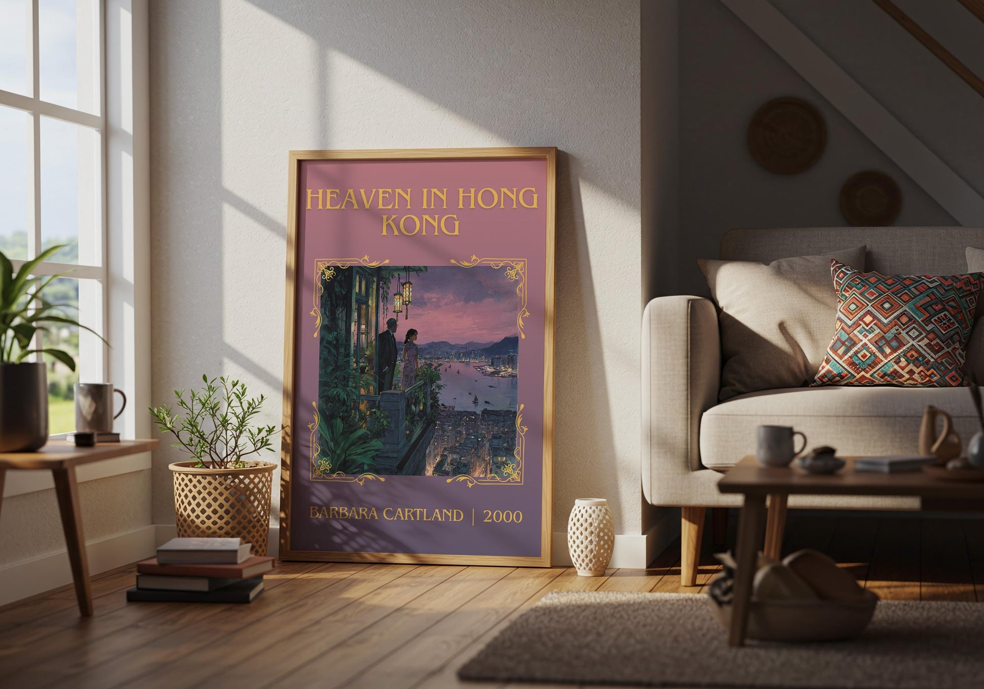 Heaven In Hong Kong by Barbara Cartland Descriptive, High Quality Poster Print.Free Delivery Wall Art. Author&Blurb Book Nook Library Gift