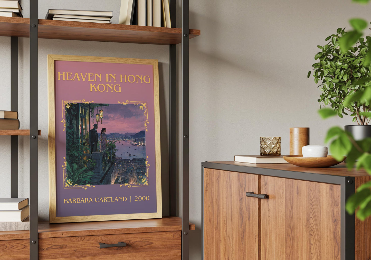 Heaven In Hong Kong by Barbara Cartland Descriptive, High Quality Poster Print.Free Delivery Wall Art. Author&Blurb Book Nook Library Gift