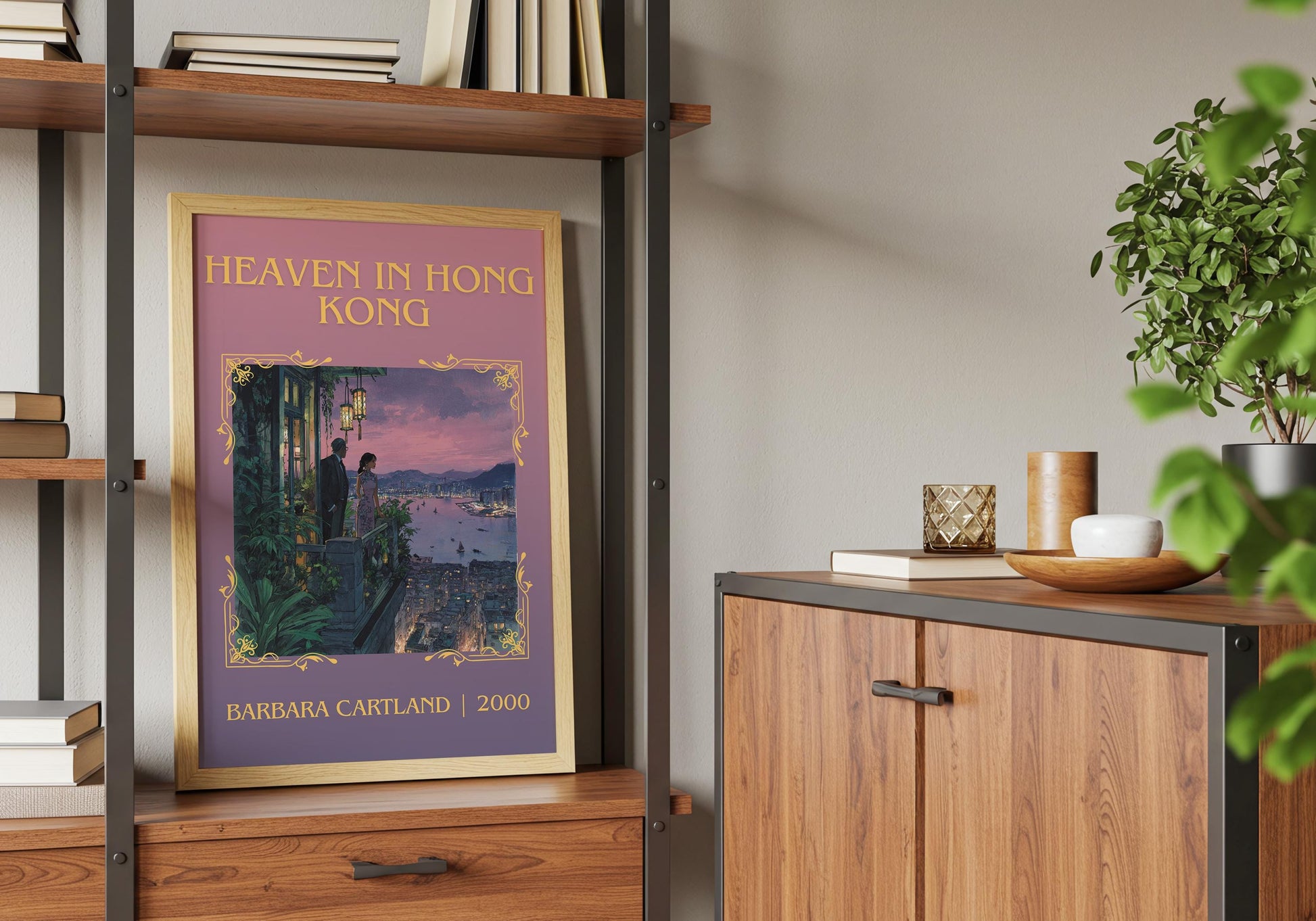 Heaven In Hong Kong by Barbara Cartland Descriptive, High Quality Poster Print.Free Delivery Wall Art. Author&Blurb Book Nook Library Gift