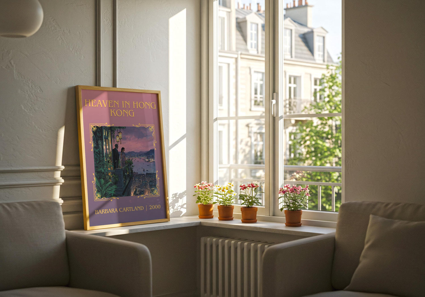 Heaven In Hong Kong by Barbara Cartland Descriptive, High Quality Poster Print.Free Delivery Wall Art. Author&Blurb Book Nook Library Gift