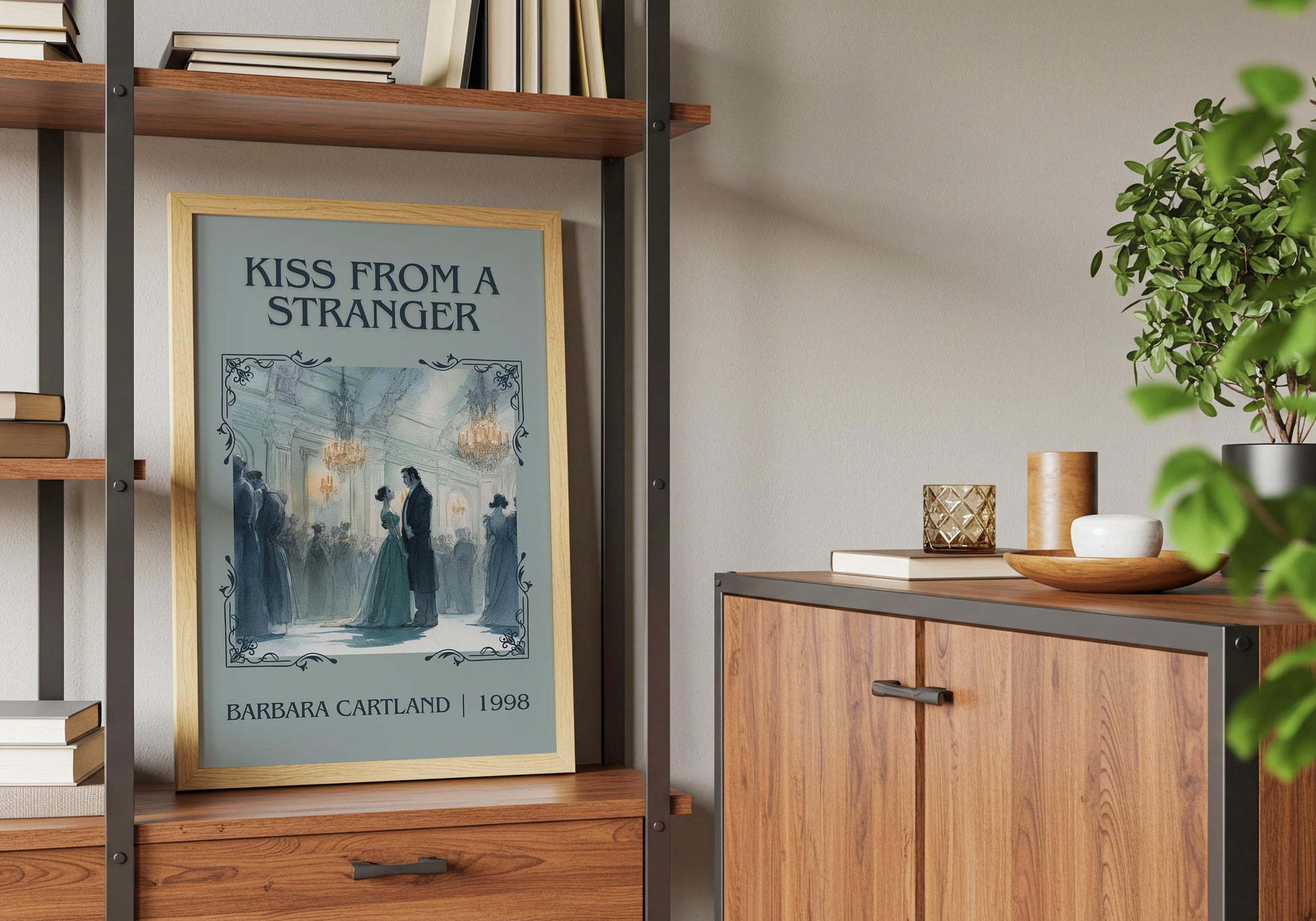 Kiss From A Stranger by Barbara Cartland Descriptive, High Quality Poster Print.Free Delivery Wall Art. Author&Blurb Book Nook Library Gift