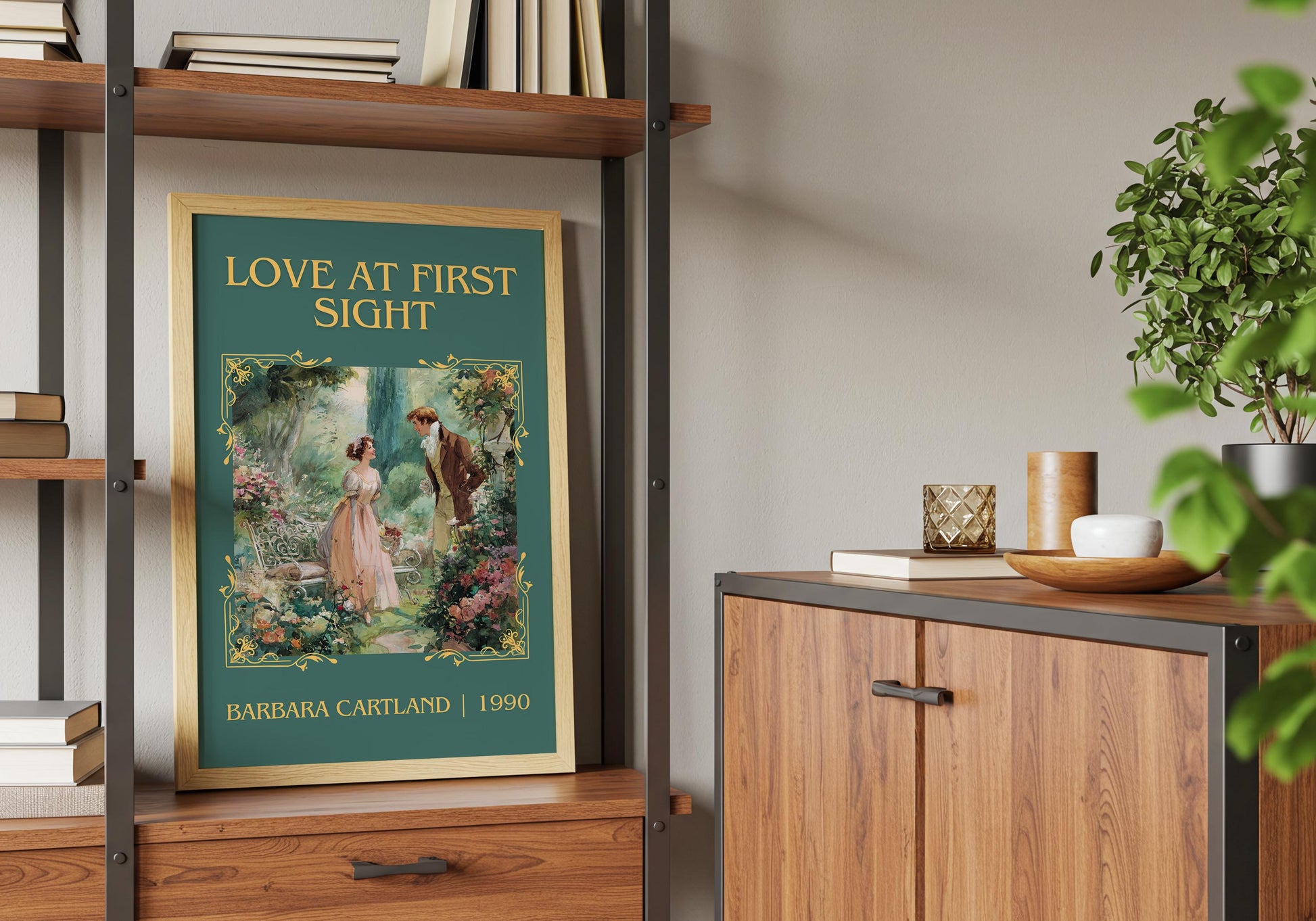 Love At First Sight by Barbara Cartland Descriptive, High Quality Poster Print.Free Delivery Wall Art. Author&Blurb Book Nook Library Gift